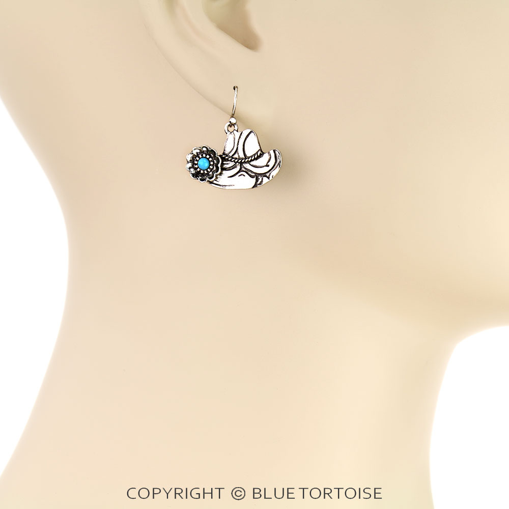 Western Cowboy Hat Dangle Earrings Bluetortoisewholesale