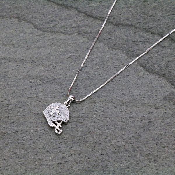 Football Helmet w/Fleur De Lis Logo Pendant Necklace