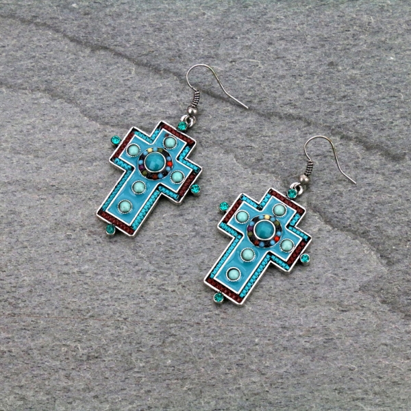 Cross Fish Hook Earrings