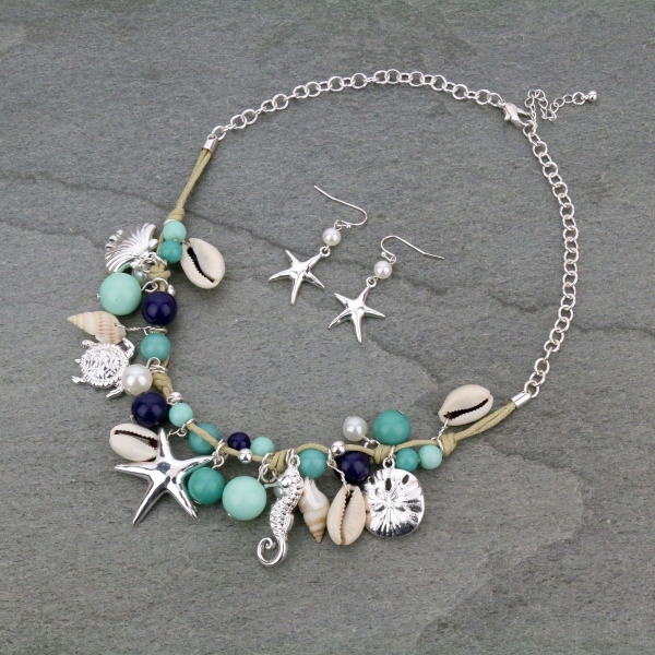 Pearl Bead Sea Life Necklace Set