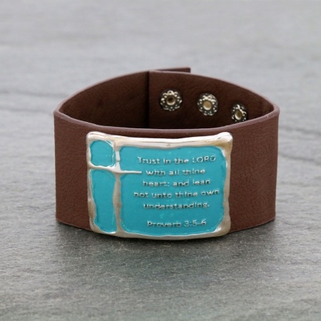 Religious Cross Leatherette Bracelet