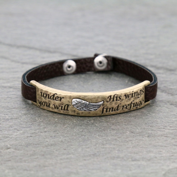 Western Religious Wing Leather Bracelet