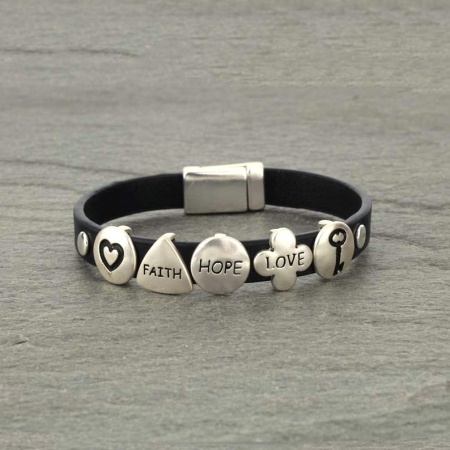 "Faith Hope Love" Magnetic Stacked Bracelet