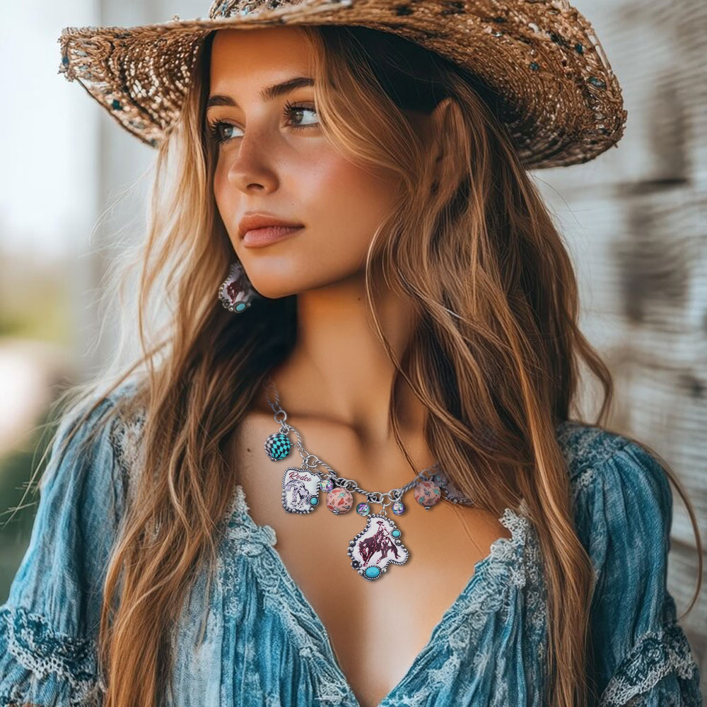 Western Rodeo Print Multi Charm Necklace & Dangle Earrings
#westernjewelry #westernaccessories #accessories #westernstyles #newarrivals #rodeoprint #multicharm #necklace #earrings #sellingfast