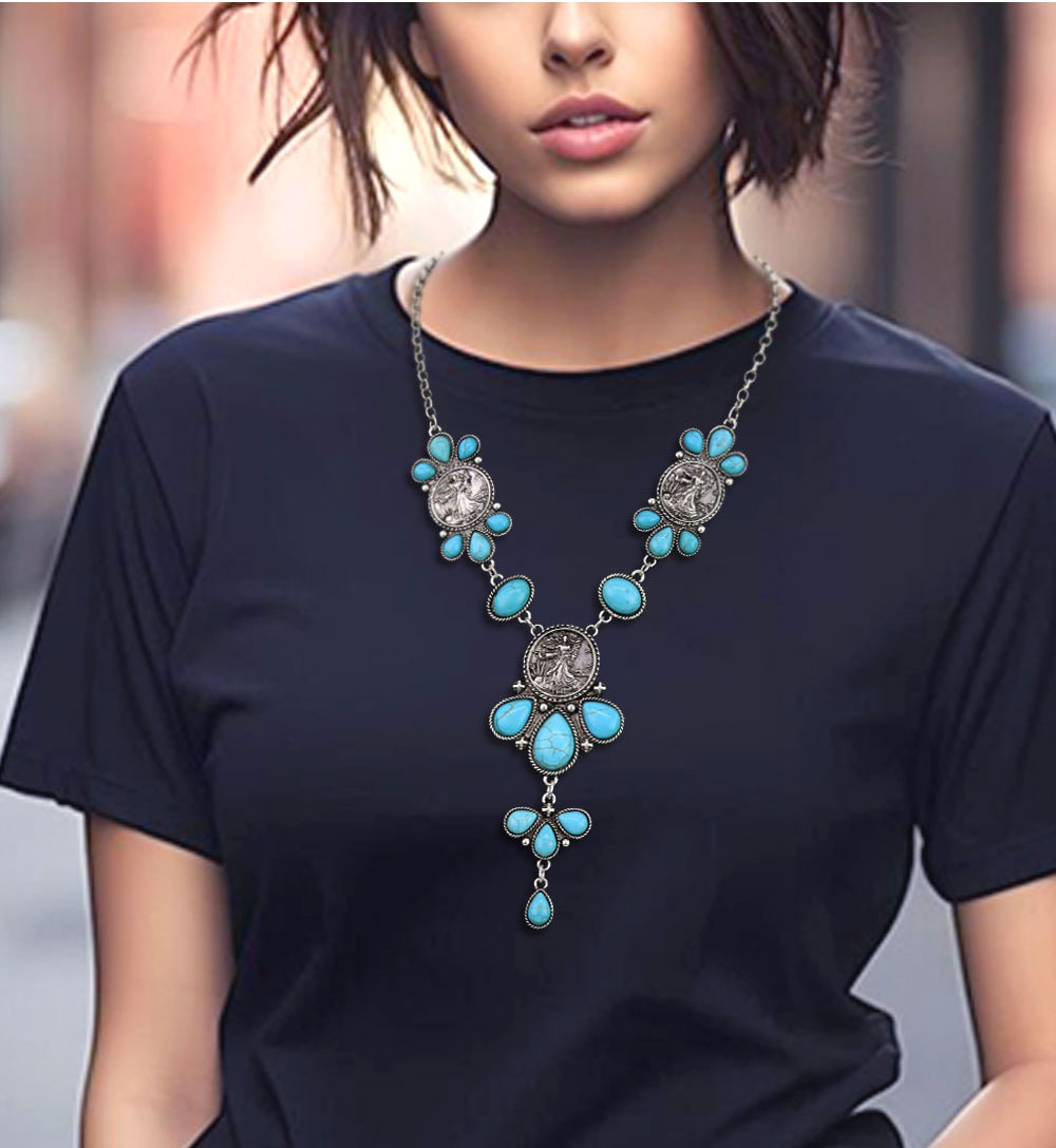 Western Coin Semi Stone Y Necklace
#westernjewelry #westernaccessories #westernstyle #uswholesaler #necklace #westernstone