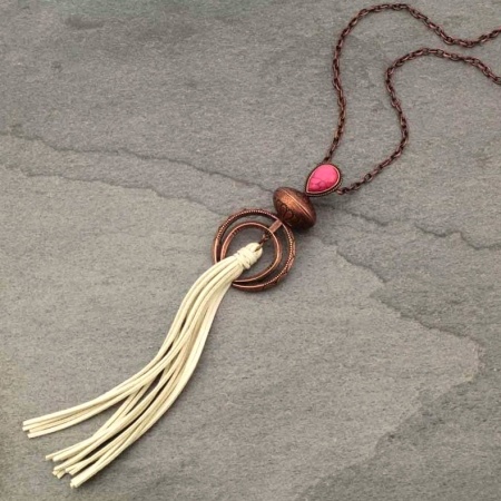 Single Squash and Crescendo Moon with Suede Tassel Necklace