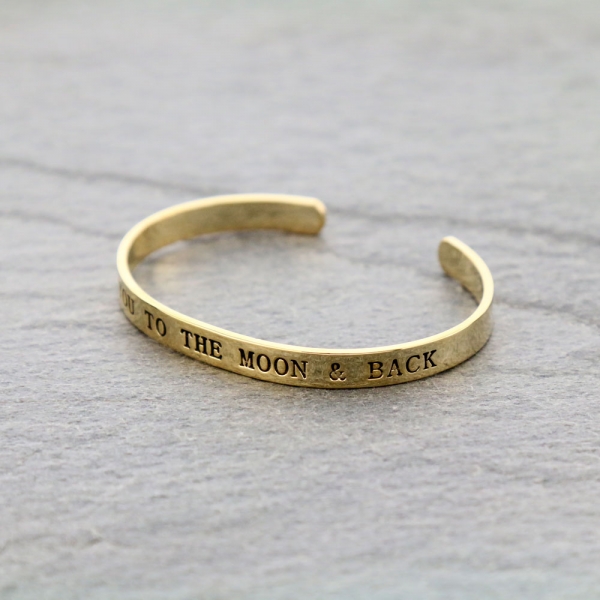 "I ♡ YOU THE MOON and BACK" Cuff Bracelet - Image 2