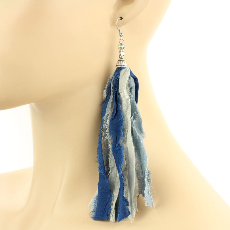 Fabric Tassel Earrings Bluetortoisewholesale