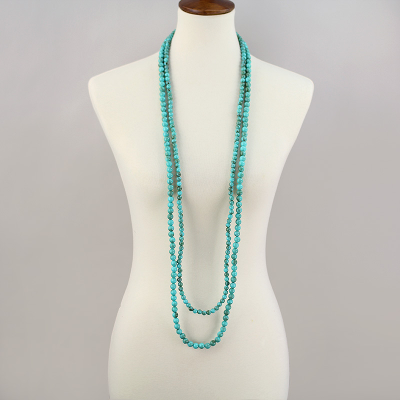 Ex Long Turquoise Bead Necklace Bluetortoisewholesale