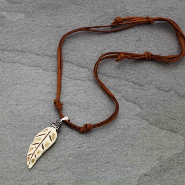 Western leaf Adjustable Leather Necklace-HN7238