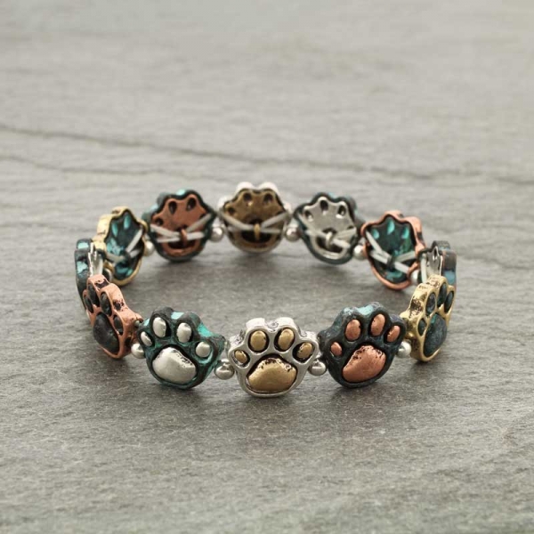 Western Paw Print Stretch Bracelet-QB-7046/PTMT