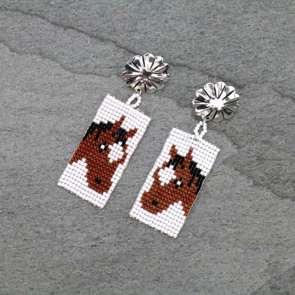 Handmade Seed Bead Horse Post Earrings-SE1200/MUL