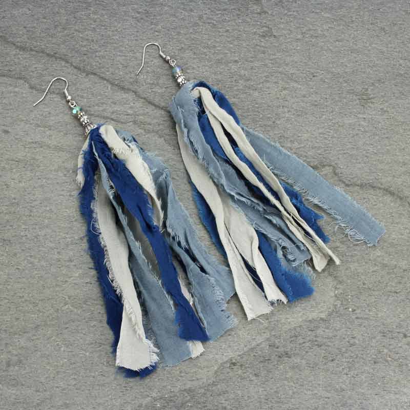 Fabric Tassel Earrings Bluetortoisewholesale