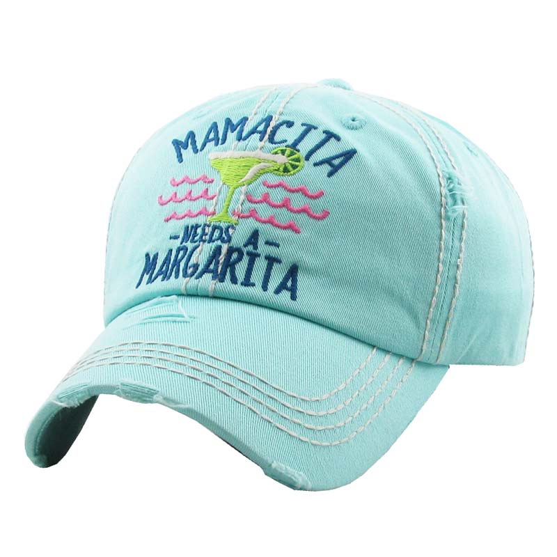 "Mamacita Needs A Margarita" Washed Vintage Ball Cap - Image 3