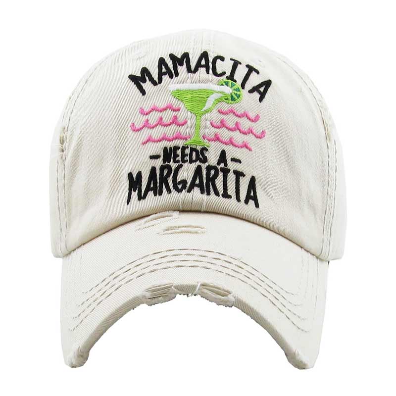 "Mamacita Needs A Margarita" Washed Vintage Ball Cap