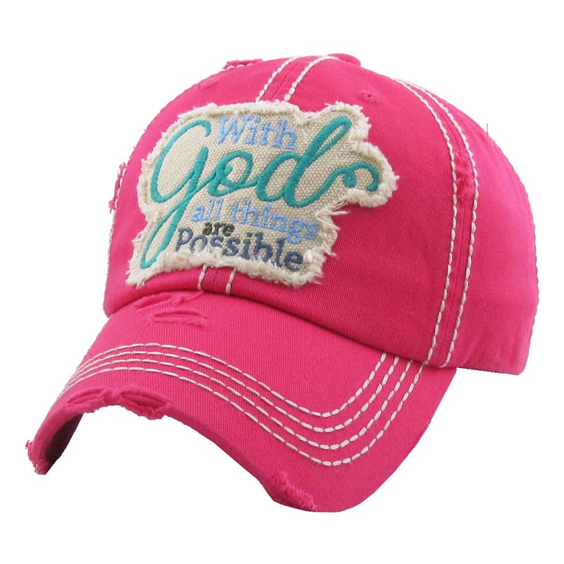 "With God All Things Are Possible" Washed Vintage Ball Cap - Image 3