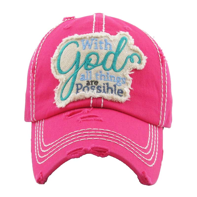 "With God All Things Are Possible" Washed Vintage Ball Cap