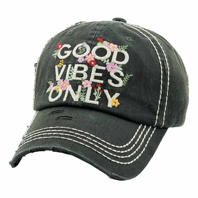 "GOOD VIBES ONLY" Washed Vintage Ball Cap - Image 3