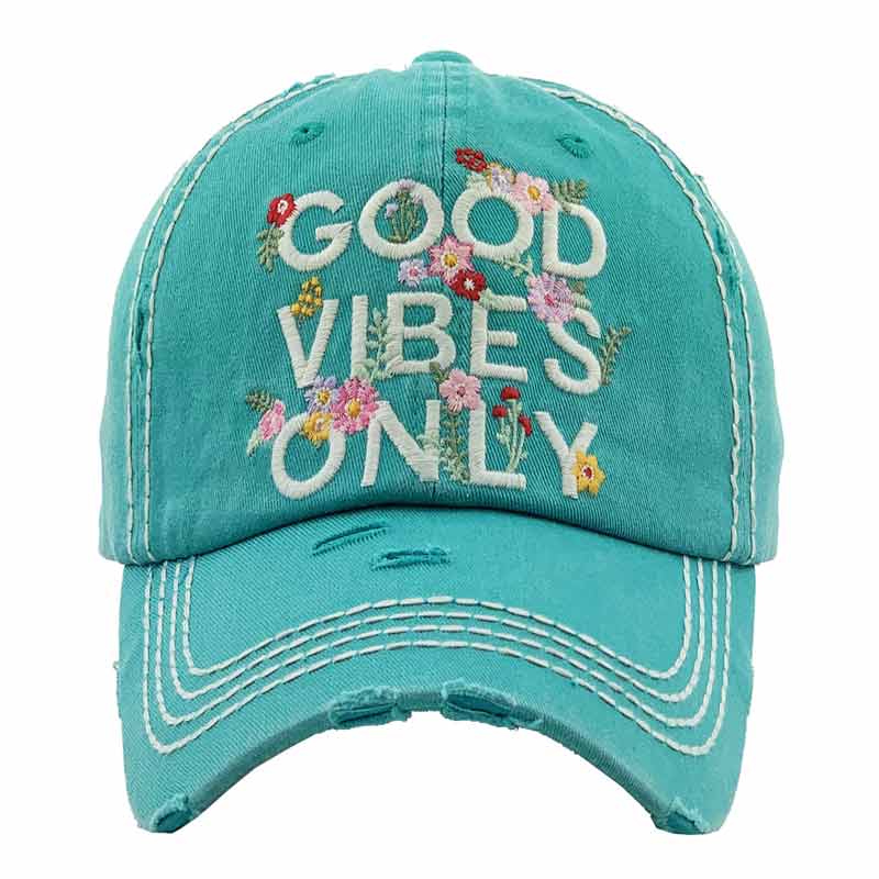 "GOOD VIBES ONLY" Washed Vintage Ball Cap