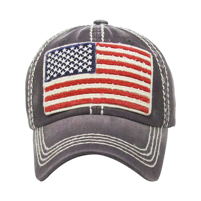 Washed Cotton Vintage "American Flag" Ball Cap - Image 2
