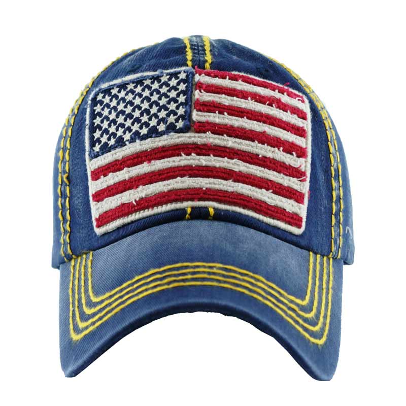 Washed Cotton Vintage "American Flag" Ball Cap - Image 2