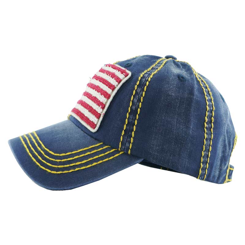 Washed Cotton Vintage "American Flag" Ball Cap - Image 3