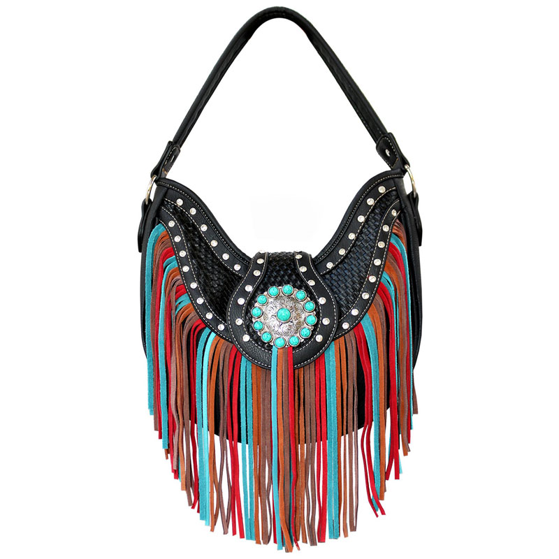 Western Design Turquoise Accent Fringe Bag