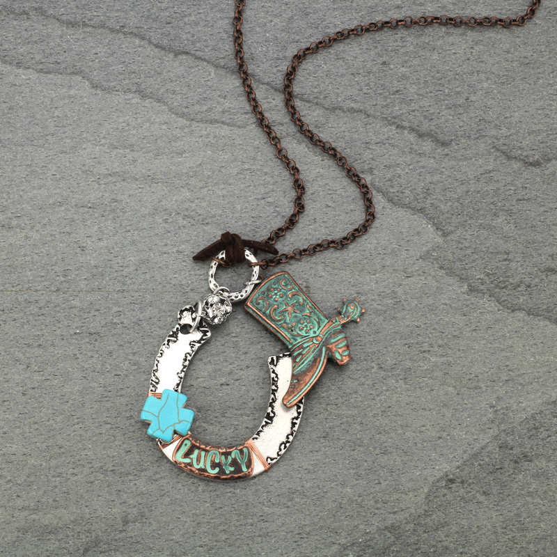 “Lucky” Horseshoe Necklace Bluetortoisewholesale