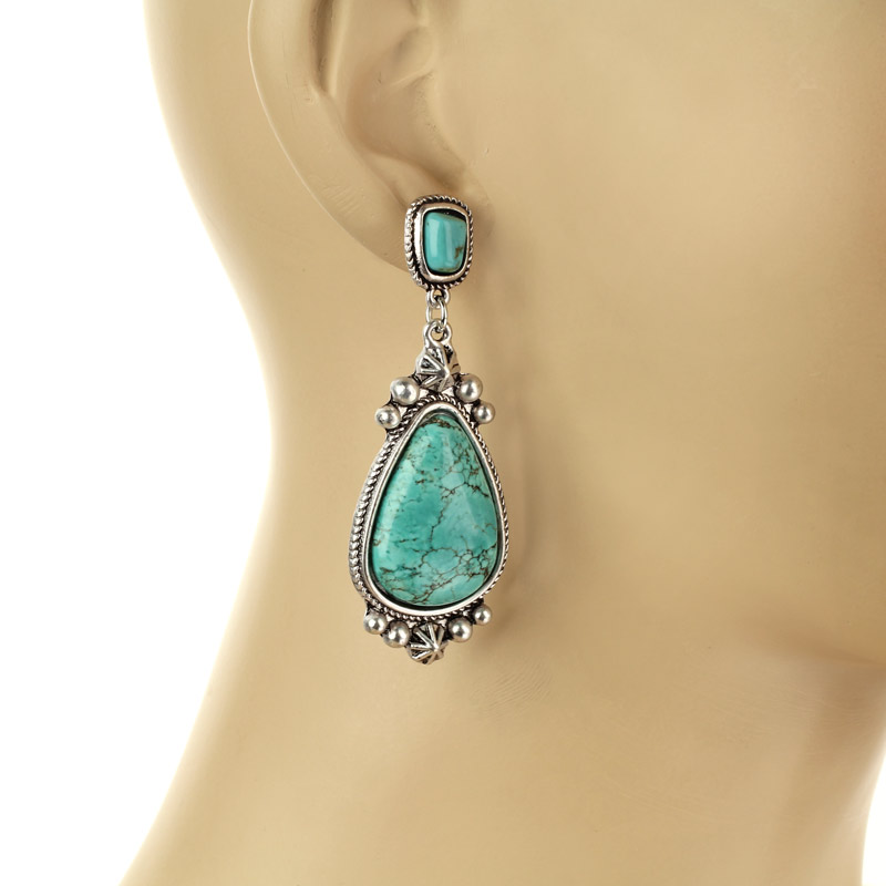 Natural Stone Post Earrings - Image 2