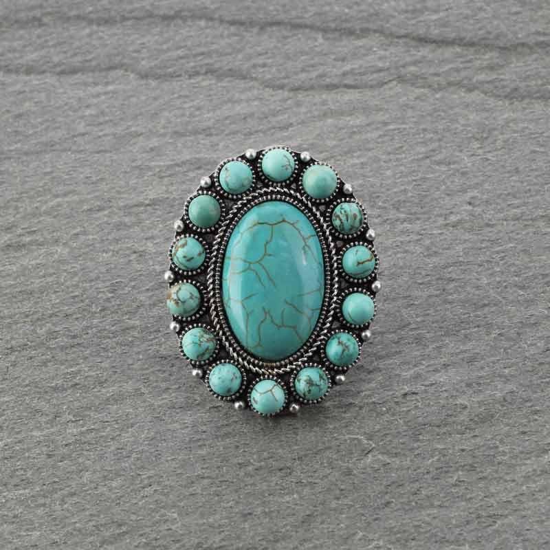 Big Natural Stone Adjustable Ring