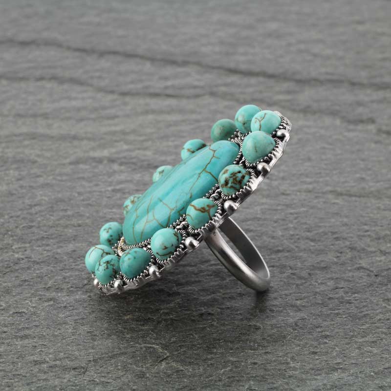 Big Natural Stone Adjustable Ring - Image 2