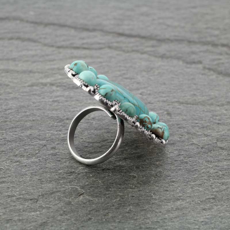 Big Natural Stone Adjustable Ring - Image 3