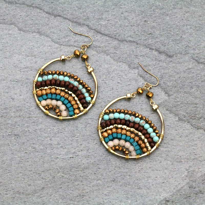Round Multi Bead Fish Hook Earrings Bluetortoisewholesale