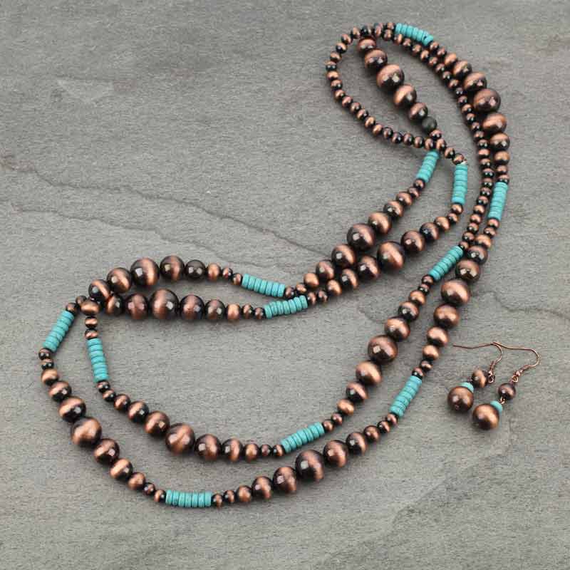 60″ Navajo Style Pearl Necklace Set – Bluetortoisewholesale