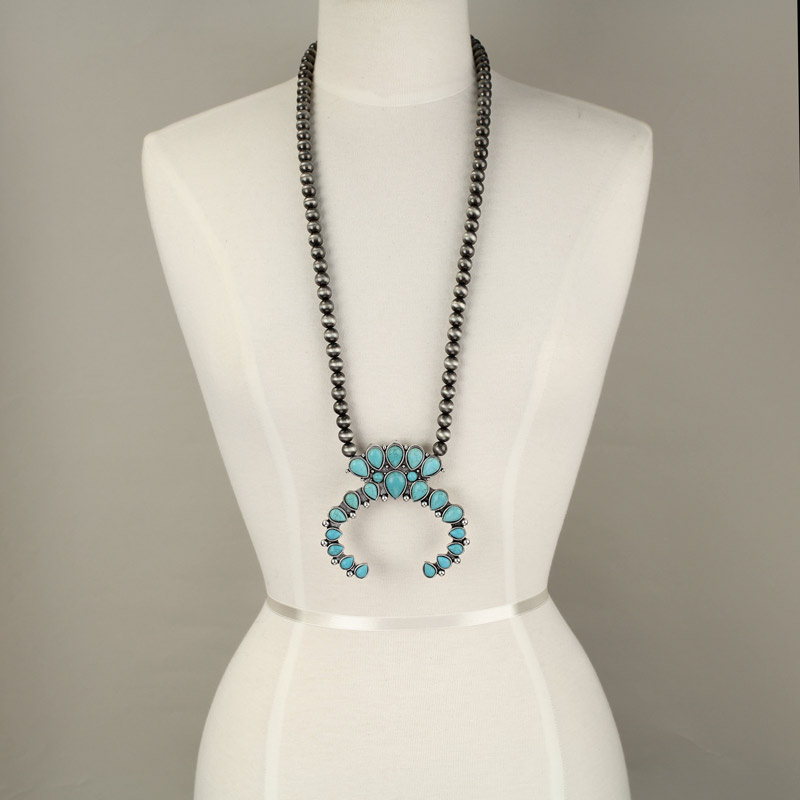 Squash Blossom Naja Style Turquoise Necklace Bluetortoisewholesale