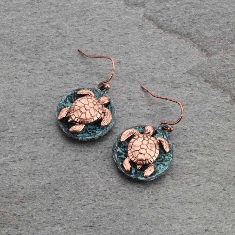 Western Sea Life Turtle Fish Hook Earrings