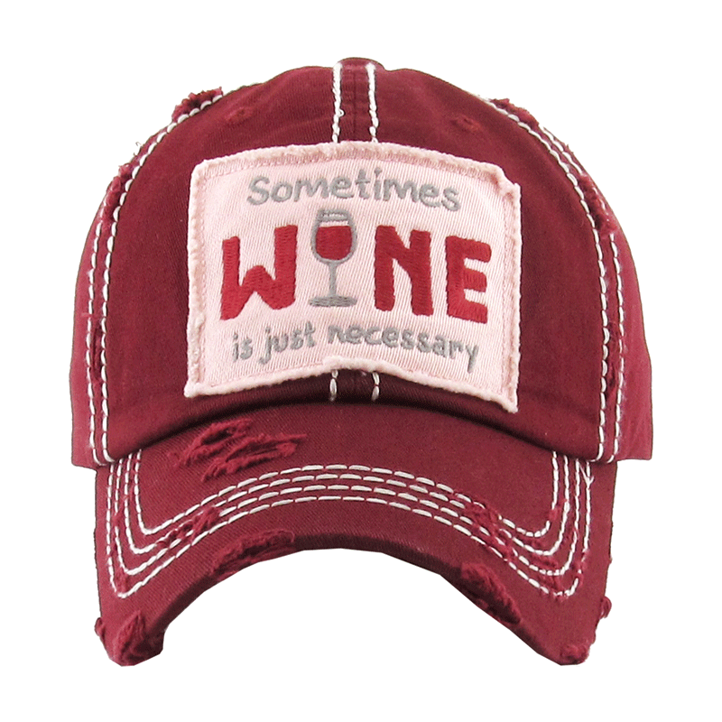 SOMETIMES WINE Vintage Cotton Ball Cap