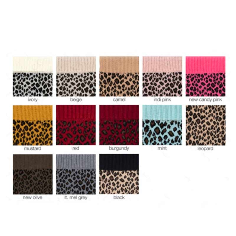 CC Ribbed Knit Infinity Scarf with Leopard Pattern - Image 3