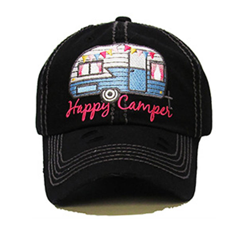 "HAPPY CAMPER" Washed Cotton Vintage Ball Cap - Image 3