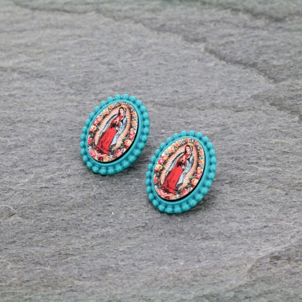 Mother of Guadalupe Post Earrings-ER0901/TQ