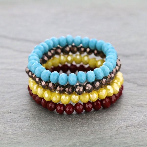 Four Strand Glass Bead Stackable Bracelet-SB2079/MUL7