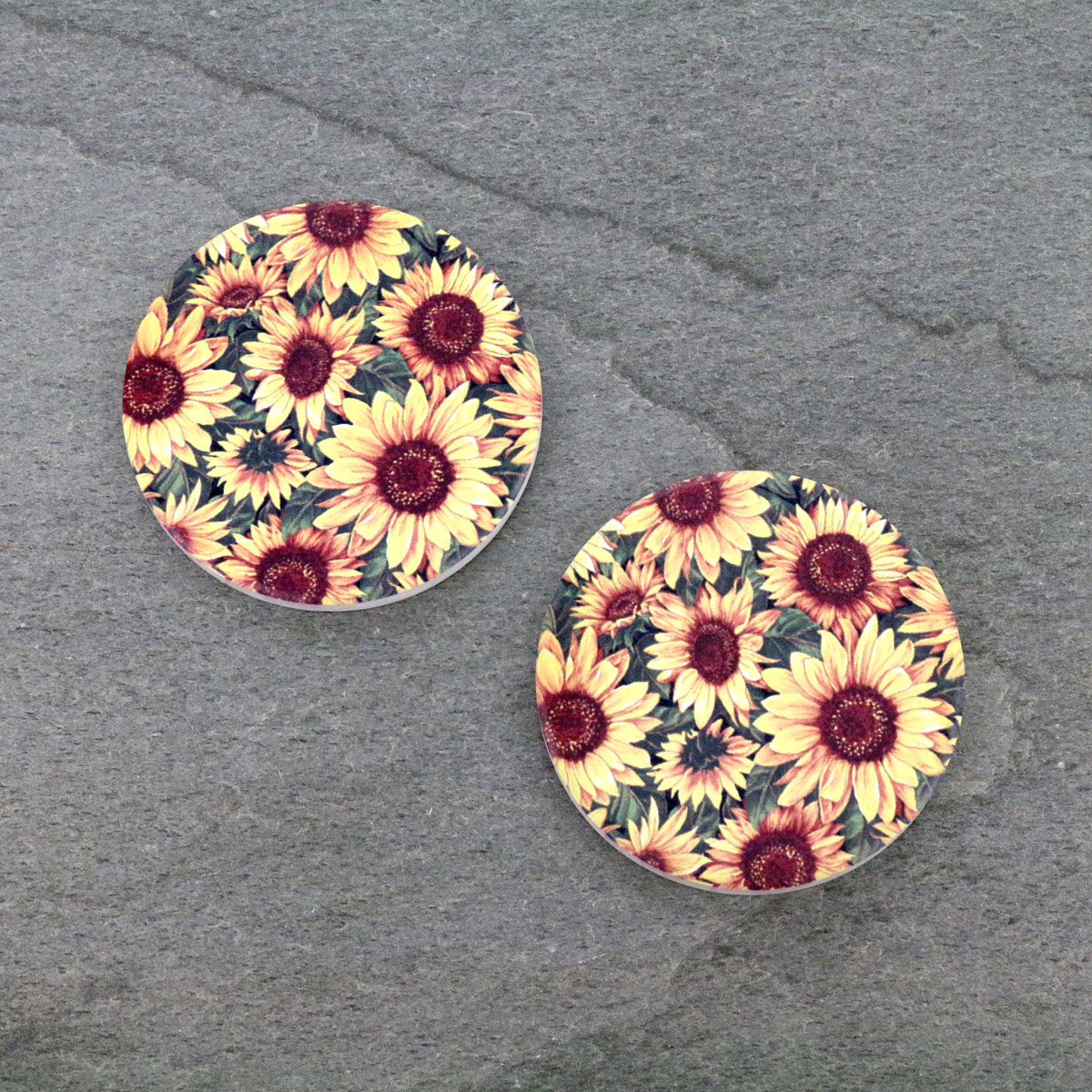 Wild Sunflower Absorbent Ceramic Car Coasters-ST0086/CLY