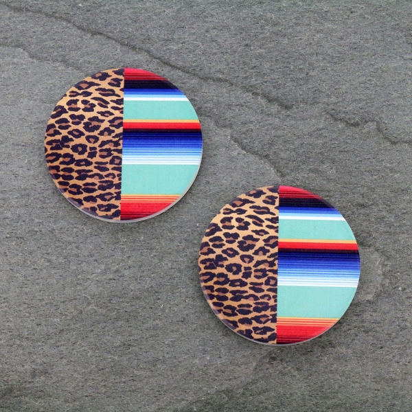 Leopard Mint Serape Absorbent Ceramic Car Coasters-ST0088/CLY