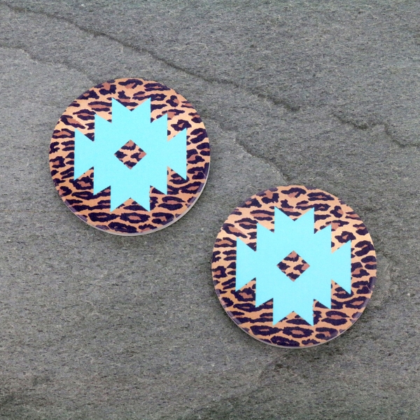 Leopard Mint Navajo Absorbent Ceramic Car Coasters-ST0089/CLY