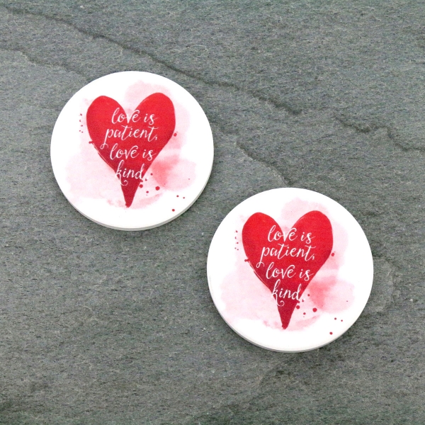 Love is Patient Absorbent Ceramic Car Coasters-ST0104/CLY