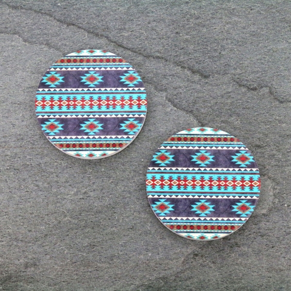 Navajo Design Absorbent Ceramic Car Coasters-ST0033/CLY