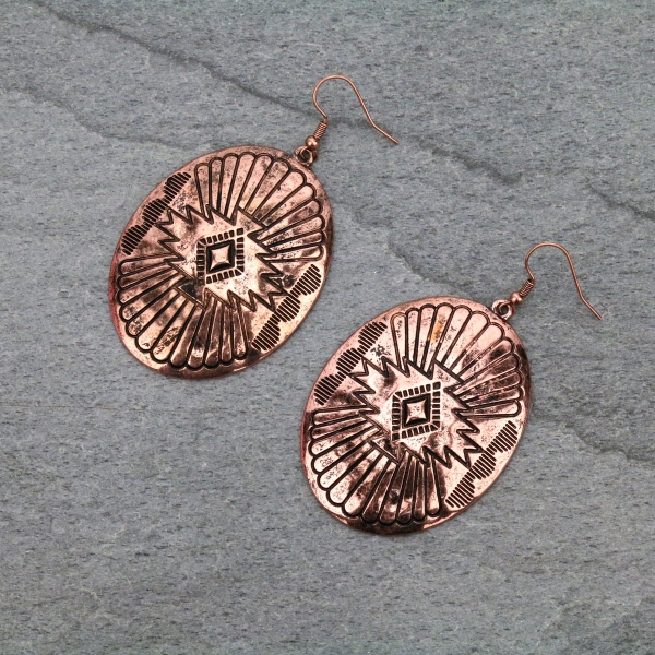 Western Design Texture Fish Hook Earrings-SE1360/CB