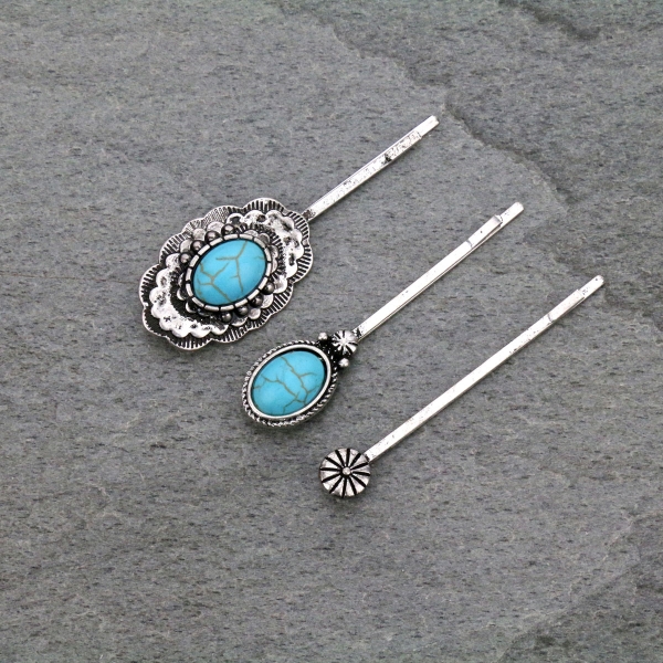 Western Turquoise Bobby Pin of 3-SH0094/SBTQ