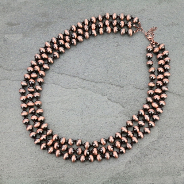 Navajo Pearl Layered Necklace-KN-0011/COP