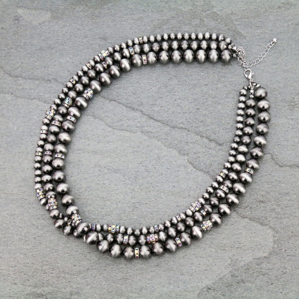 Navajo Pearl Layered Necklace-KN-0003/SB